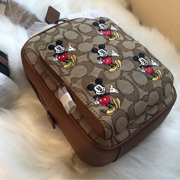 🐭 Disney X Coach Track Pack 14 In Signature Jacquard With Mickey Mouse Print - Picture 15 of 15
